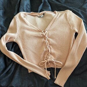 Topshop Peach Ribbed Crop Top